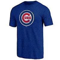 Men's Royal Chicago Cubs Weathered Official Logo Tri-Blend T-Shirt