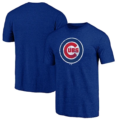 Men's Royal Chicago Cubs Weathered Official Logo Tri-Blend T-Shirt