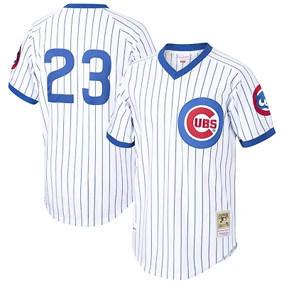 Maillot authentique de joueur Ryne Sandberg, blanc, Chicago Cubs, collection Cooperstown 1987
