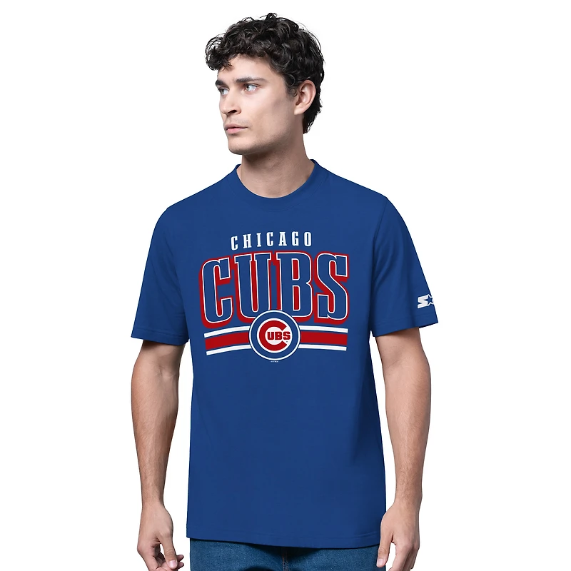 Men's Starter  Heather Gray/Royal Chicago Cubs Two-Pack Long Sleeve & Short T-Shirt Set