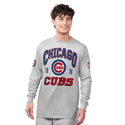 Men's Starter  Heather Gray/Royal Chicago Cubs Two-Pack Long Sleeve & Short T-Shirt Set