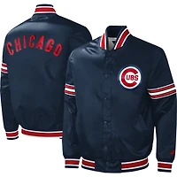 Veste universitaire Starter bleu marine Chicago Cubs Slider en satin à boutons-pression pour homme