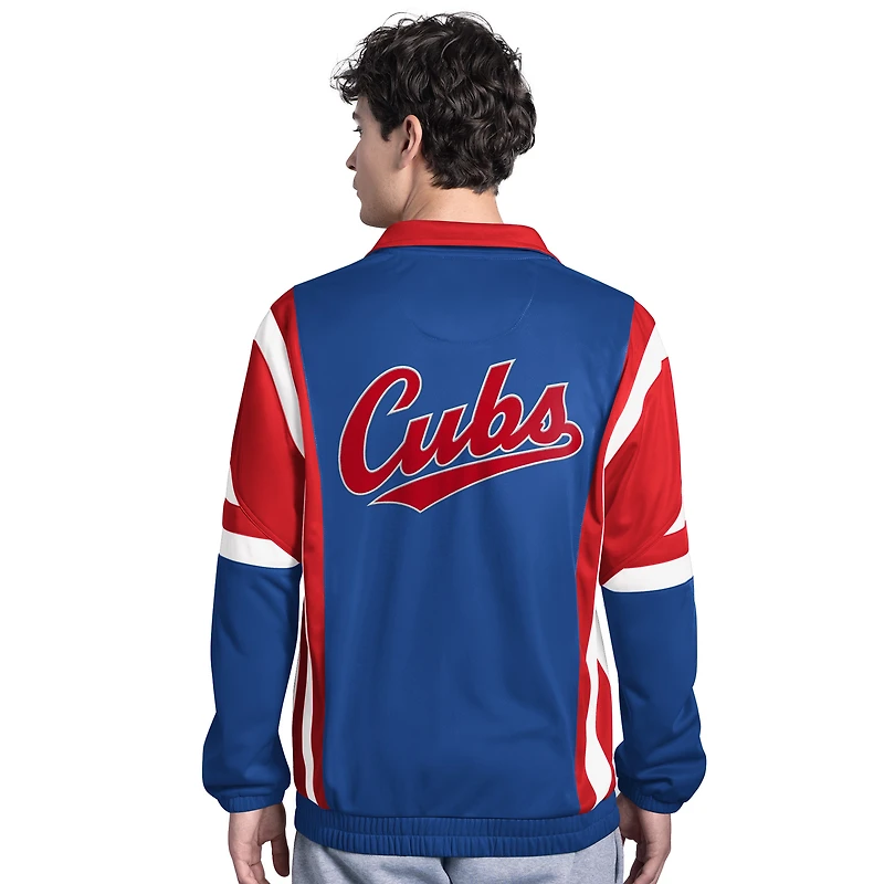 Men's Starter Royal/Red Chicago Cubs Contender Tricot Full-Zip Track Jacket