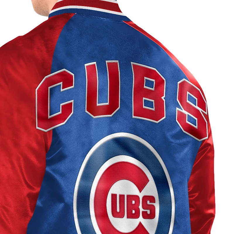 Veste universitaire raglan Blitz pour homme Starter Royal/Rouge des Cubs de Chicago