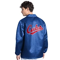 Men's Starter  Royal Chicago Cubs Cooperstown Collection Point Man Full-Snap Coaches Jacket