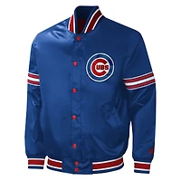 Veste universitaire Starter Royal Chicago Cubs Midfield en satin à boutons-pression pour homme