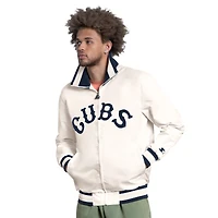 Veste universitaire zippée Starter blanche pour homme, Chicago Cubs, logo Captain Cooperstown