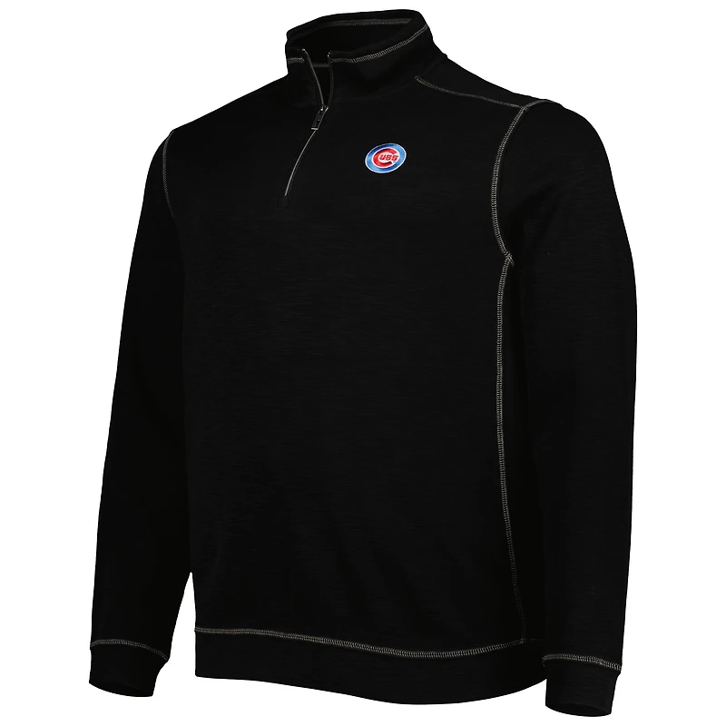 Men's Tommy Bahama Black Chicago Cubs Tobago Bay Tri-Blend Half-Zip Jacket