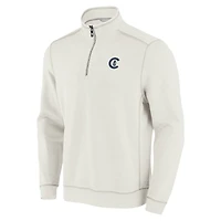 Sweat-shirt à demi-zip Tommy Bahama Cream Chicago Cubs Sport Tobago Bay Tri-Blend pour homme