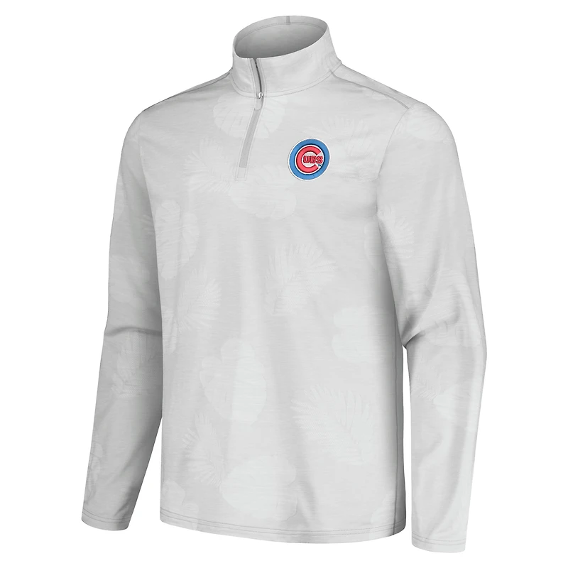 Men's Tommy Bahama Gray Chicago Cubs Delray Frond IslandZone Half-Zip Jacket