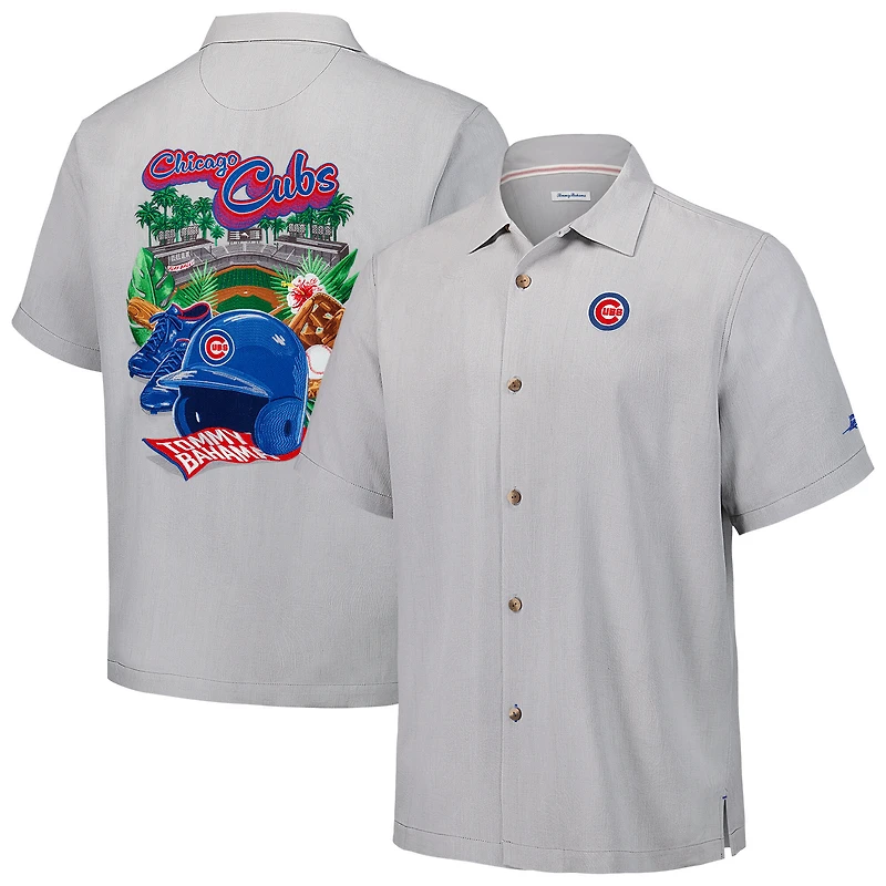 Chemise boutonnée en soie Tommy Bahama grise pour homme