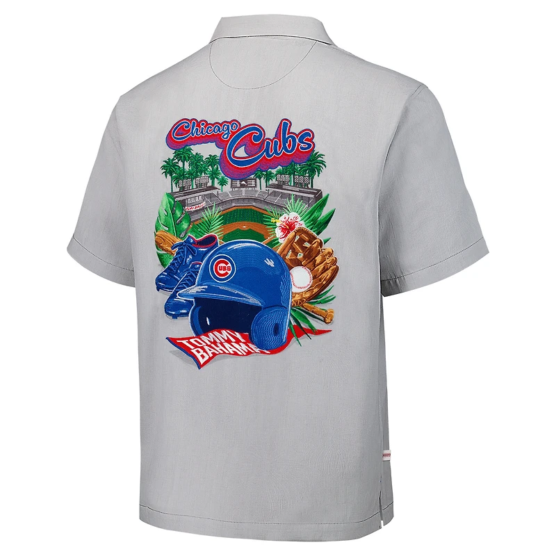 Chemise boutonnée en soie Tommy Bahama grise pour homme