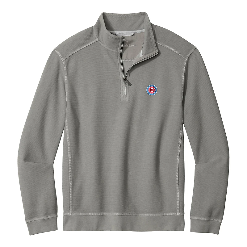 Men's Tommy Bahama Gray Chicago Cubs Montego Bay Half-Zip Sweatshirt
