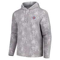 Men's Tommy Bahama Gray Chicago Cubs Palm Frenzy Hoodie Long Sleeve T-Shirt
