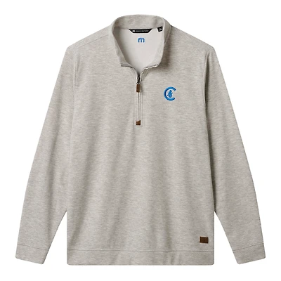 Men's TravisMathew  Heather Gray Chicago Cubs Cloud Home Game Quarter-Zip Tri-Blend Pullover