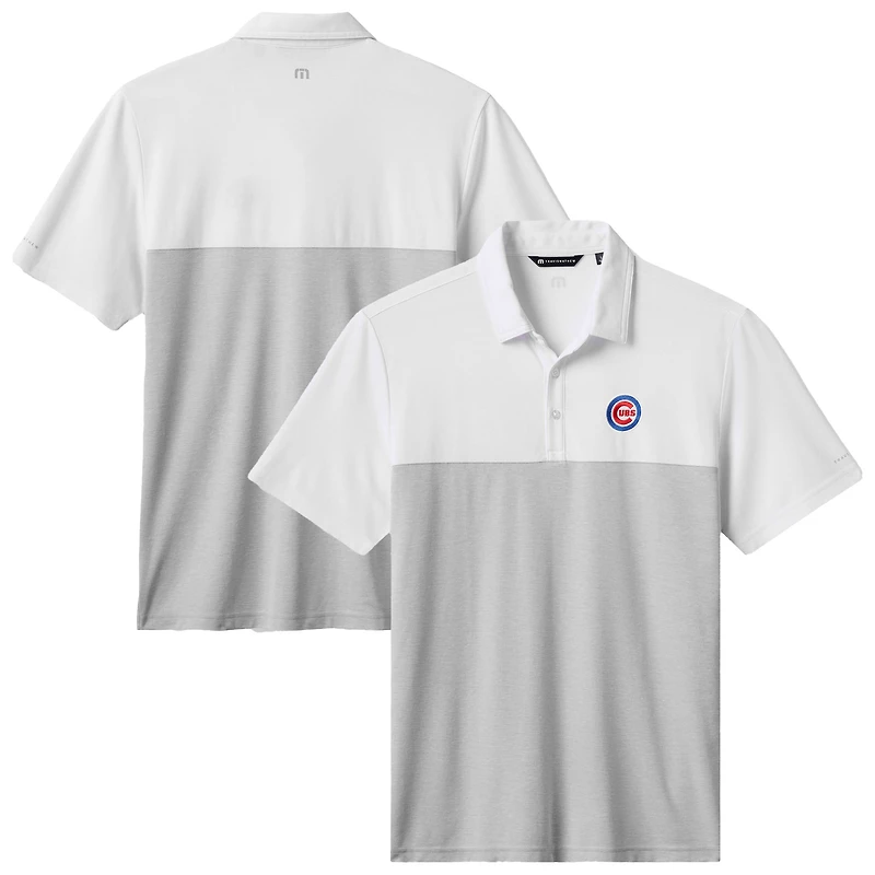 Polo tri-blend blanc/gris TravisMathew des Chicago Cubs Home Run Leader pour homme