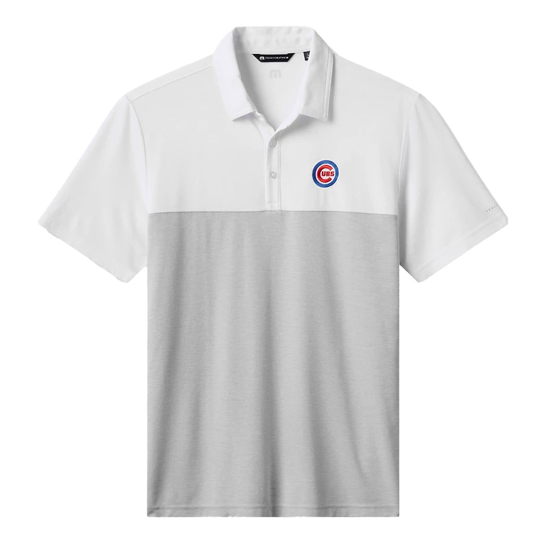 Men's TravisMathew White/Gray Chicago Cubs Home Run Leader Tri-Blend Polo