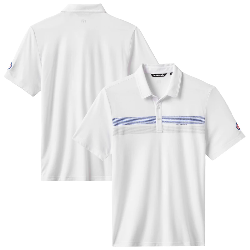 Polo tri-blend blanc Top Recruit des Chicago Cubs pour homme TravisMathew