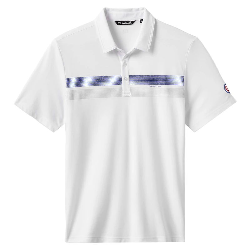 Men's TravisMathew White Chicago Cubs Top Recruit Tri-Blend Polo