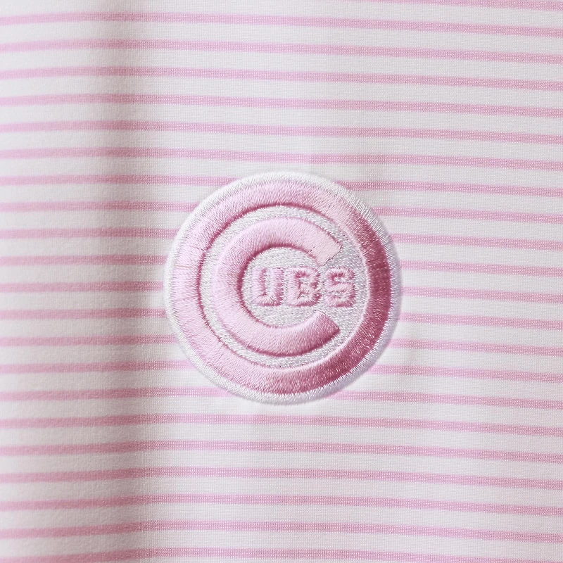 Polo à rayures Bradley Chicago Cubs Vineyard Vines rose/blanc pour homme