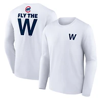 T-shirt blanc à manches longues pour homme des Chicago Cubs Fly The W