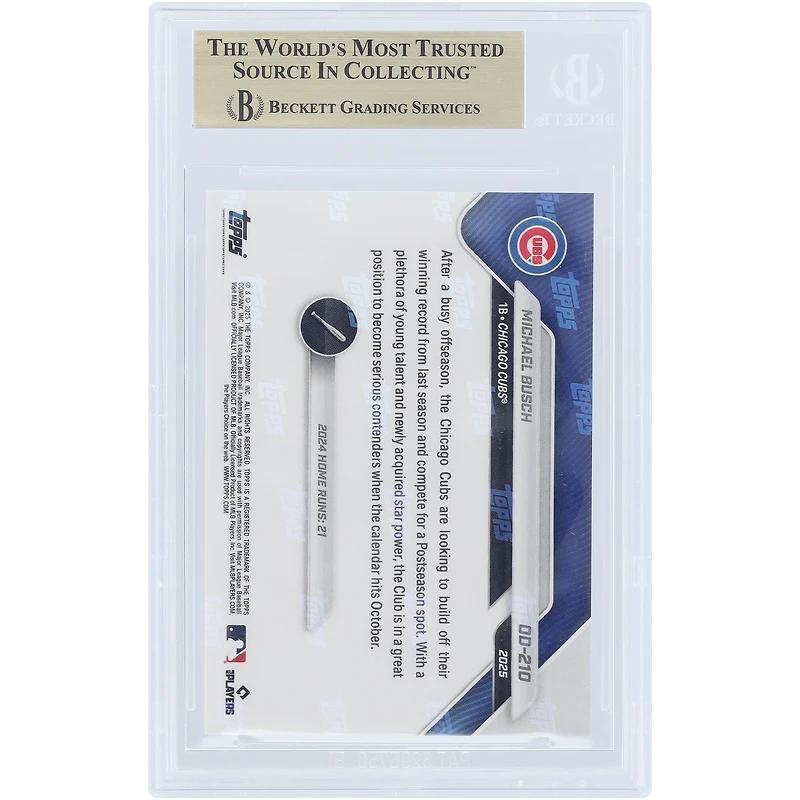 Carte Michael Busch Chicago Cubs 2025 Topps Now Road to Opening Day #OD-210 authentifiée par BGS - Note globale : 10, 10, 10, 9,5