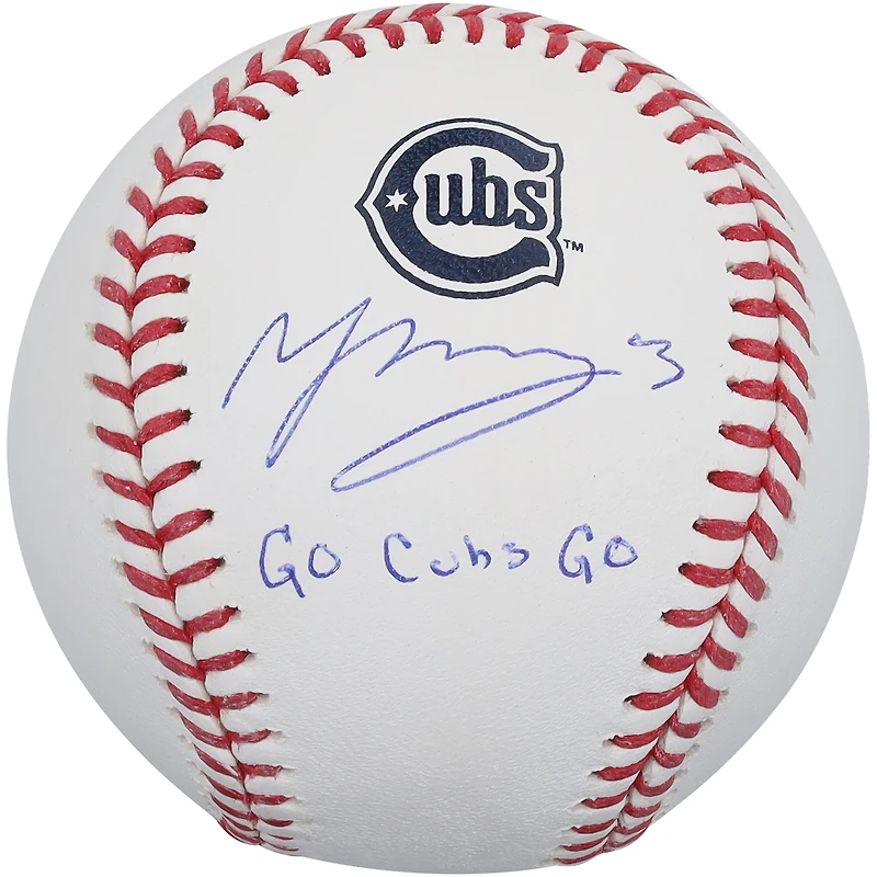 Balle de baseball autographiée par Moisés Ballesteros des Cubs de Chicago, logo alternatif 2025, avec inscription « Go Cubs Go ».