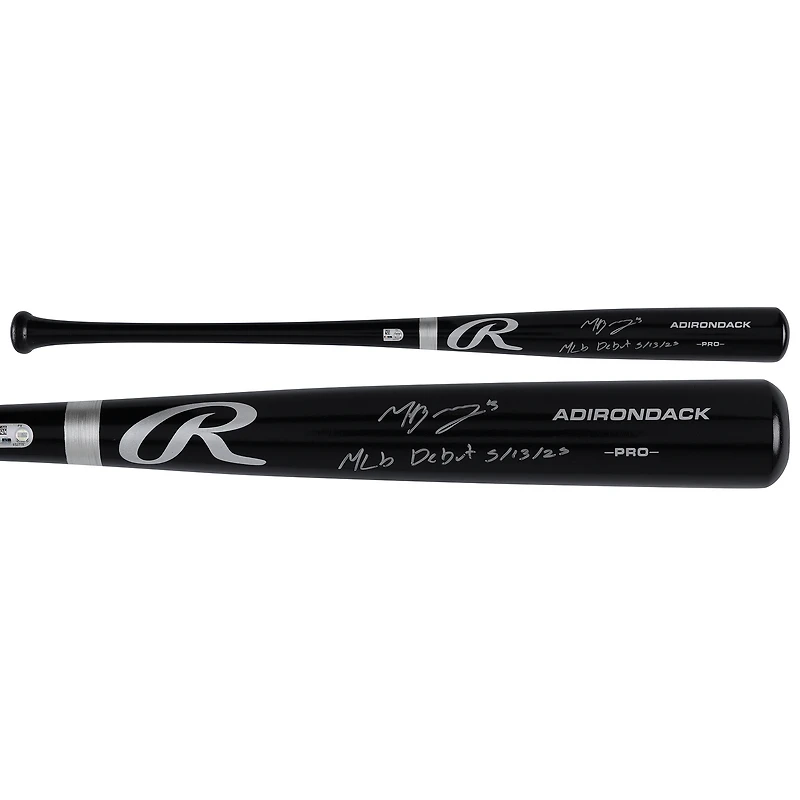 Bâton Rawlings Pro noir autographié par Moisés Ballesteros des Cubs de Chicago avec inscription « Débuts en MLB le 13/05/25 »