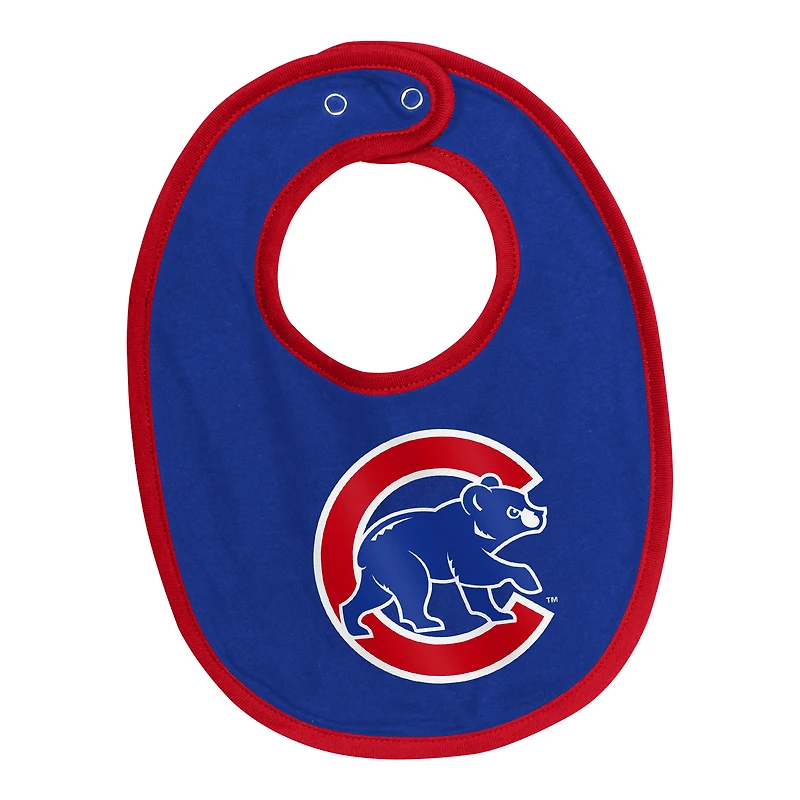 Ensemble body, bavoir et chaussons noués pour nouveau-né bébé des Chicago Cubs