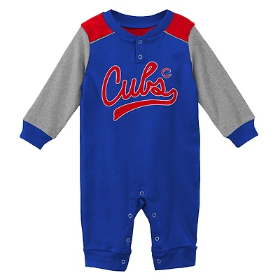 Newborn & Infant Royal/Heathered Gray Chicago Cubs Scrimmage Long Sleeve Jumper