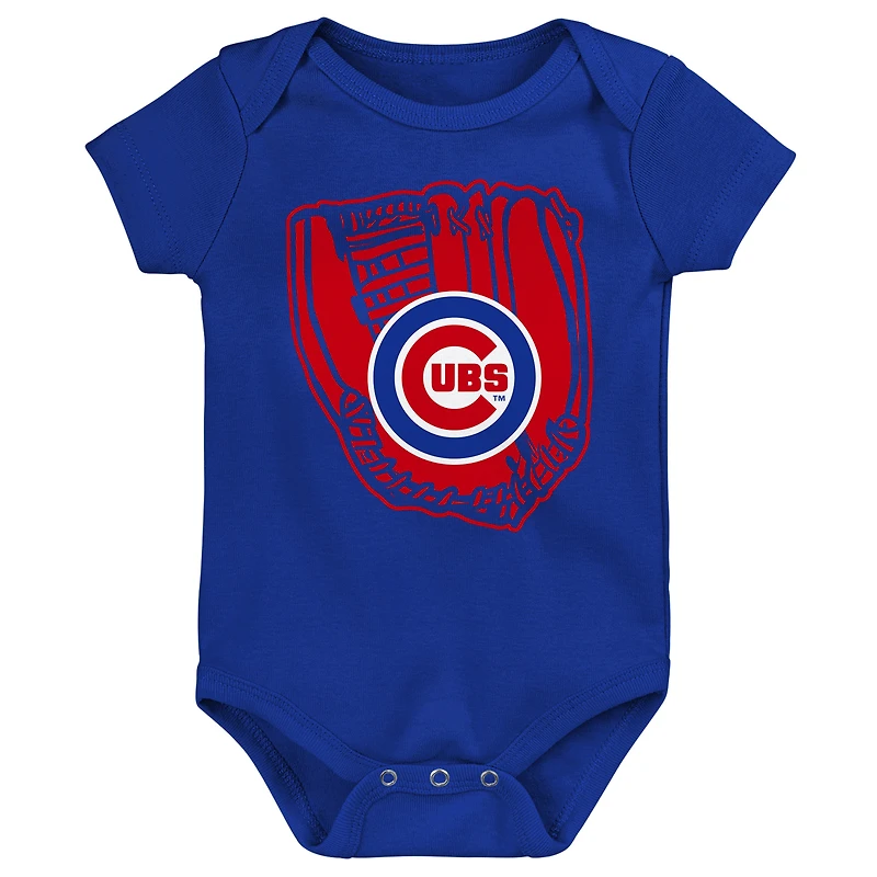 Newborn & Infant Royal/Red/White Chicago Cubs Minor League Player Three-Pack Bodysuit Set