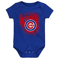 Newborn & Infant Royal/Red/White Chicago Cubs Minor League Player Three-Pack Bodysuit Set