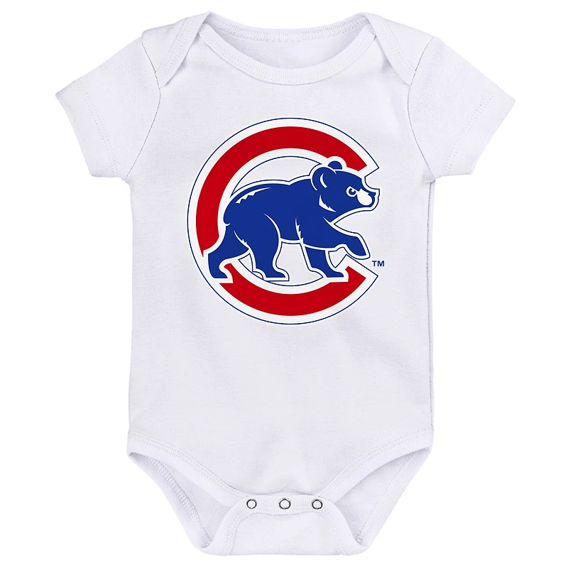 Newborn & Infant Royal/Red/White Chicago Cubs Minor League Player Three-Pack Bodysuit Set