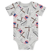 Vêtements pour nouveau-nés et nourrissons par Erin Andrews Ensemble trois pièces gris chiné/blanc/bleu royal Chicago Cubs avec body pantalon Turn Me Around