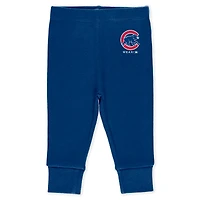 Vêtements pour nouveau-nés et nourrissons par Erin Andrews Ensemble trois pièces gris chiné/blanc/bleu royal Chicago Cubs avec body pantalon Turn Me Around