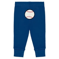 Vêtements pour nouveau-nés et nourrissons par Erin Andrews Ensemble trois pièces gris chiné/blanc/bleu royal Chicago Cubs avec body pantalon Turn Me Around