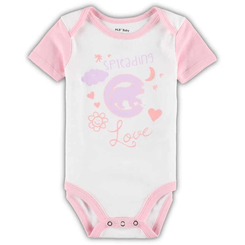 Newborn & Infant White/Pink Chicago Cubs Spreading Love Bodysuit Tutu with Leggings Set