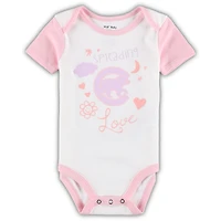 Newborn & Infant White/Pink Chicago Cubs Spreading Love Bodysuit Tutu with Leggings Set