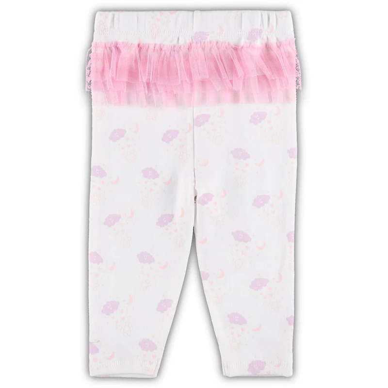 Newborn & Infant White/Pink Chicago Cubs Spreading Love Bodysuit Tutu with Leggings Set