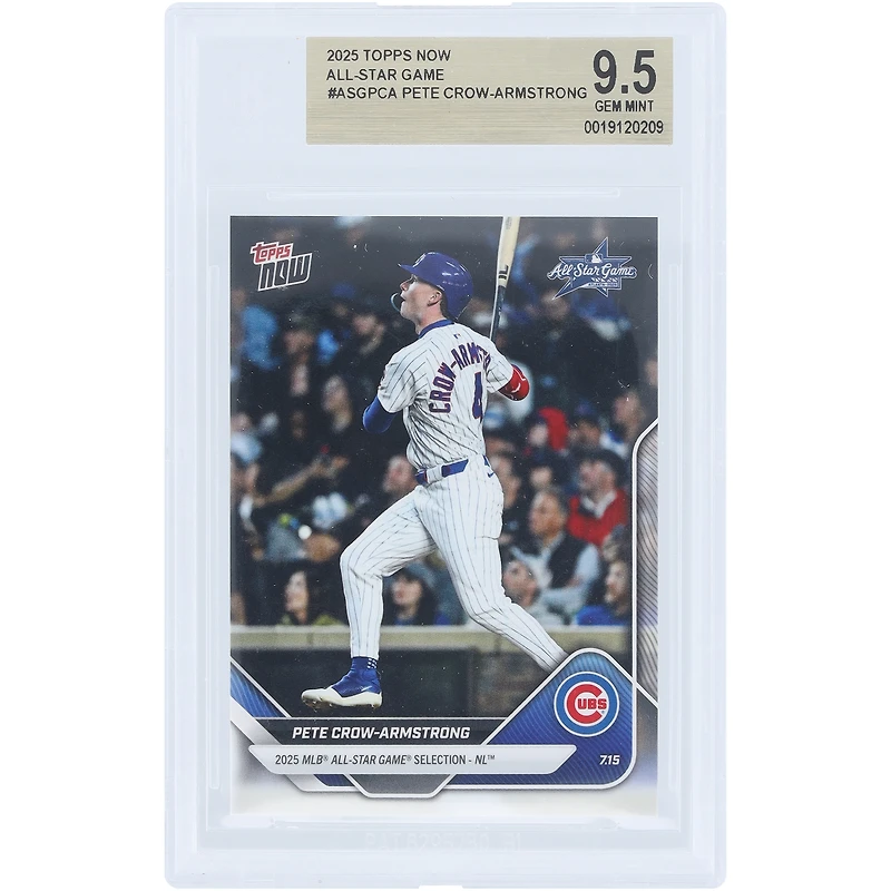 Carte Pete Crow-Armstrong des Cubs de Chicago 2025 Topps Now, sélection pour le match des étoiles de la MLB 2025 - Ligue nationale #ASG-PCA, authentifiée BGS 9.5