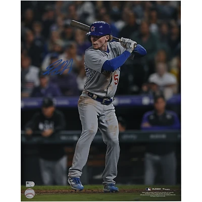 Photo dédicacée de Pete Crow-Armstrong, joueur des Cubs de Chicago, lors de son premier match en MLB (40 x 50 cm).
