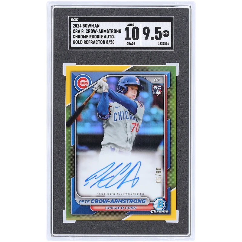Pete Crow-Armstrong Chicago Cubs Autographié 2024 Bowman Chrome Rookie Gold Refractor #CRA-PC #8/50 SGC Authentifié 9.5/10 Carte Rookie