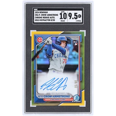 Pete Crow-Armstrong Chicago Cubs Autographié 2024 Bowman Chrome Rookie Gold Refractor #CRA-PC #8/50 SGC Authentifié 9.5/10 Carte Rookie