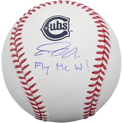 Balle de baseball autographiée par Pete Crow-Armstrong des Cubs de Chicago, logo alternatif 2025, avec inscription « Fly The W ».