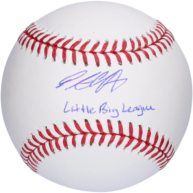 Ballon de baseball autographié par Pete Crow-Armstrong des Chicago Cubs avec l'inscription « Little Big League »