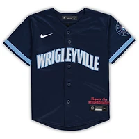 Maillot d'équipe réplique Nike des Chicago Cubs de la MLB City Connect, bleu marine, pour enfants d'âge préscolaire