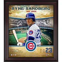 Profil de carrière du Temple de la renommée de Ryne Sandberg Chicago Cubs encadré 15" x 17"