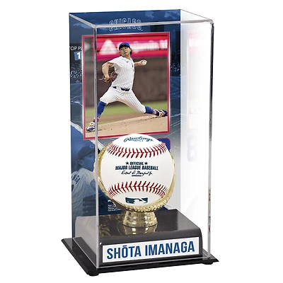 Vitrine de gants dorés sublimés avec image de Shōta Imanaga des Chicago Cubs
