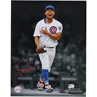 Photographie autographiée de Shota Imanaga des Chicago Cubs, 11" x 14", célébration d'un strikeout