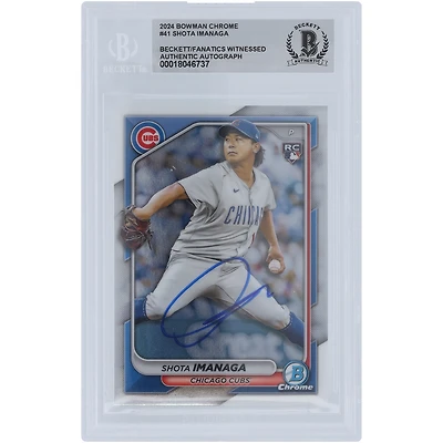 Shota Imanaga Chicago Cubs autographié 2024 Bowman Chrome #41 Beckett Fanatics a vu une carte de recrue authentifiée